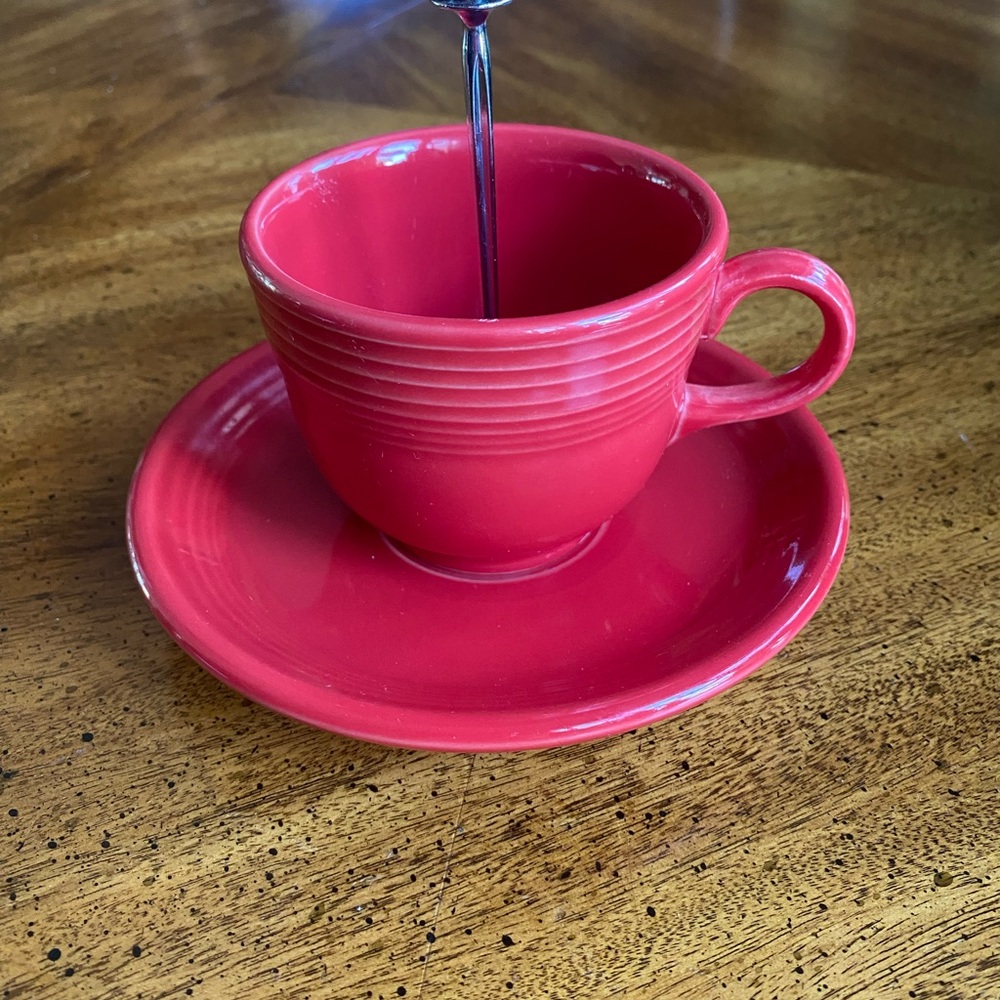 Fiestaware Teacup Red Bird Feeder - Picture 3 of 12